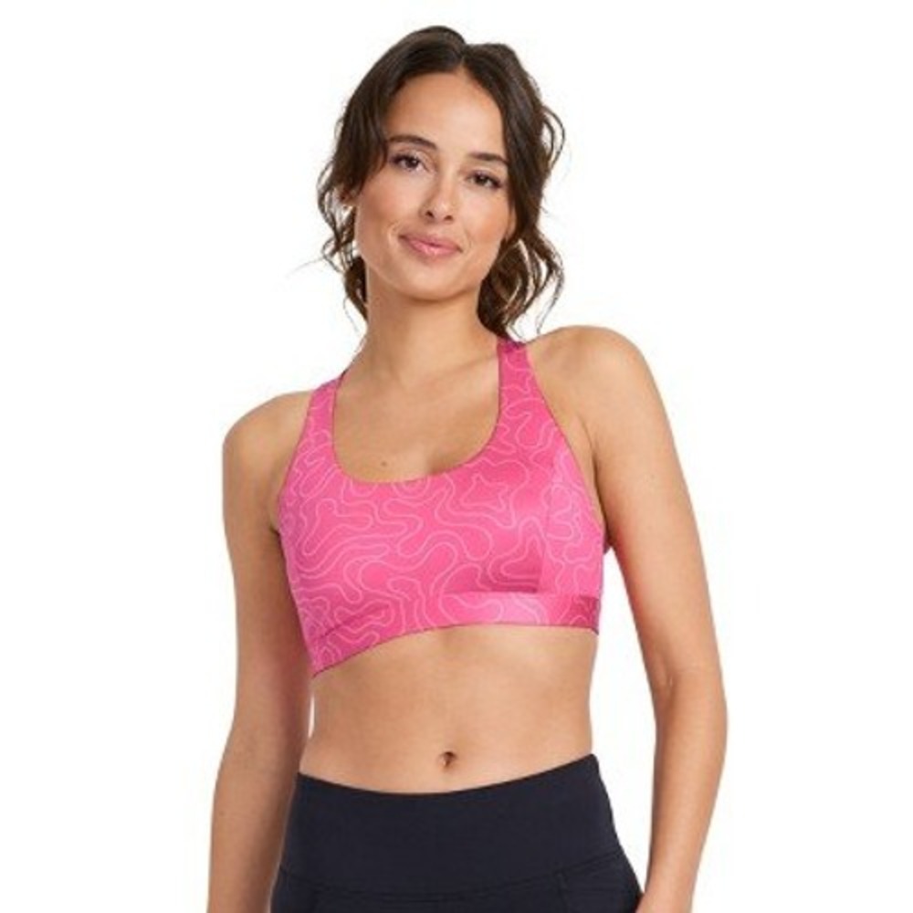 Jockey Womens Pink Swirl Microfiber Stretch Racerback Sports Bra Small NEW